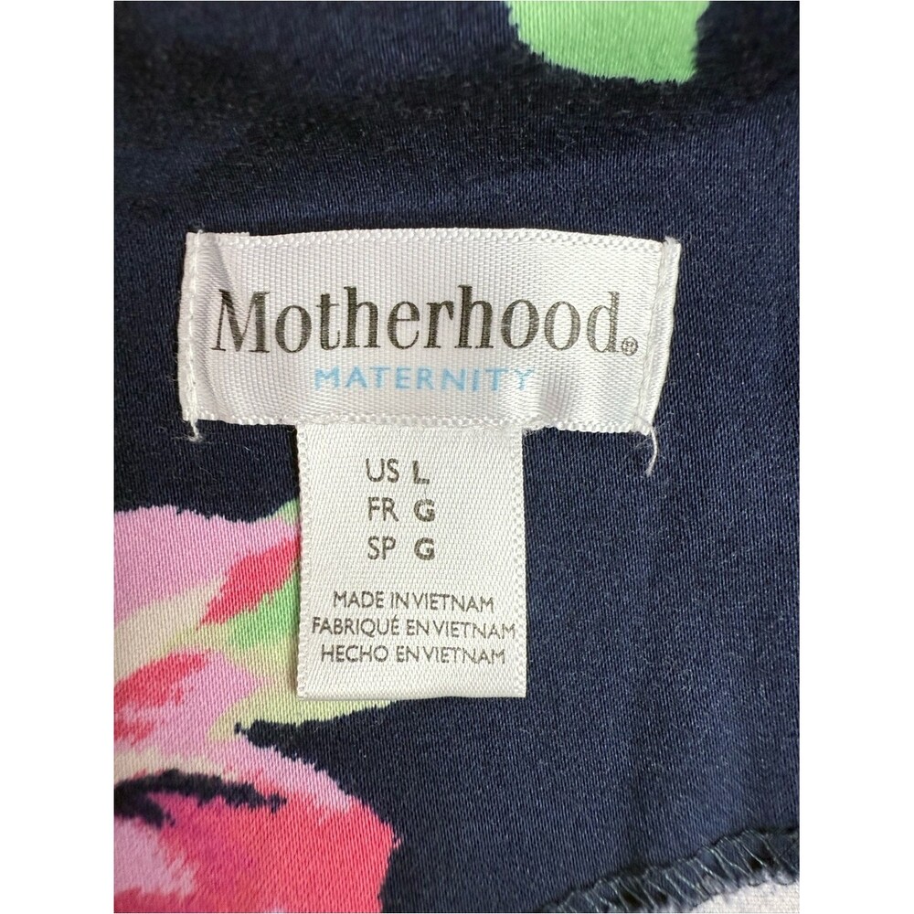Motherhood Maternity dress Navy Floral Midi Dress with Pink Roses - Picture 9 of 12
